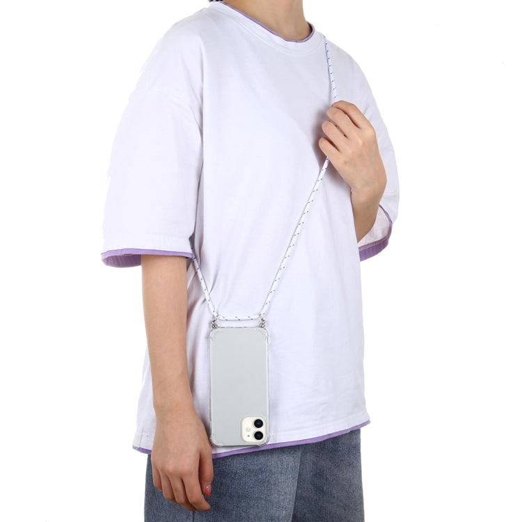 For iPhone 12 mini Four-Corner Shockproof Transparent TPU Case with Lanyard