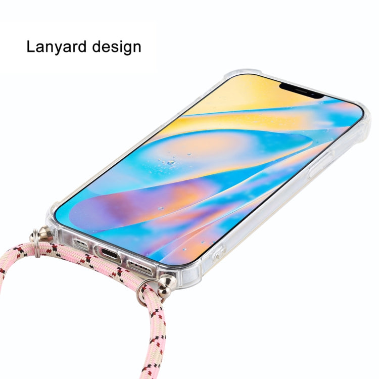 For iPhone 12 mini Four-Corner Shockproof Transparent TPU Case with Lanyard