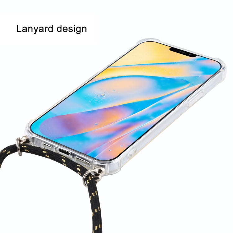 For iPhone 12 mini Four-Corner Shockproof Transparent TPU Case with Lanyard