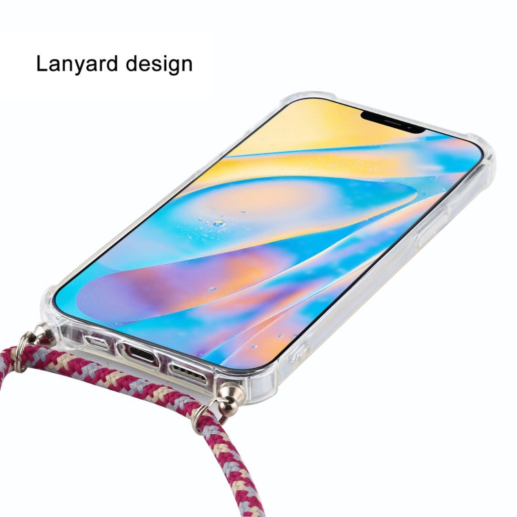 For iPhone 12 mini Four-Corner Shockproof Transparent TPU Case with Lanyard