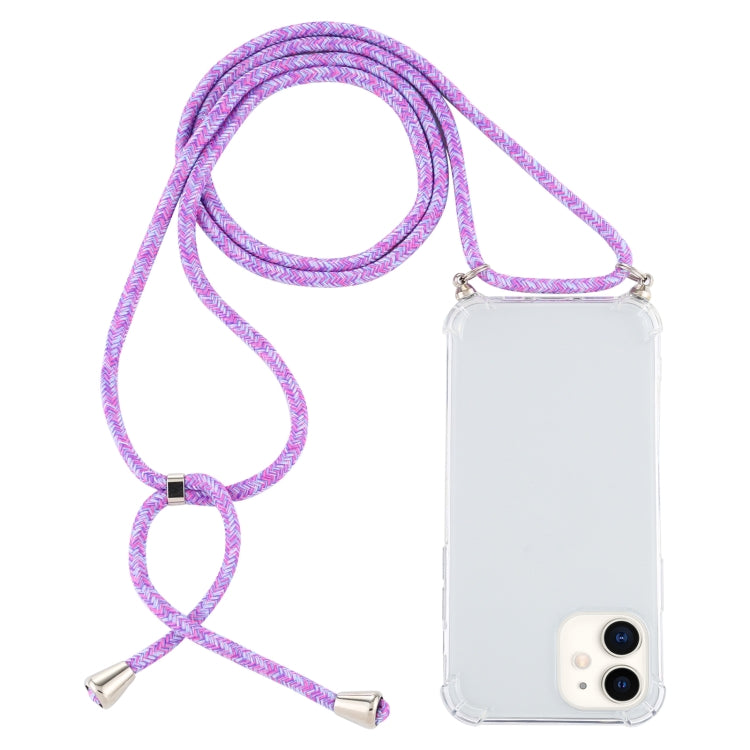 For iPhone 12 mini Four-Corner Shockproof Transparent TPU Case with Lanyard