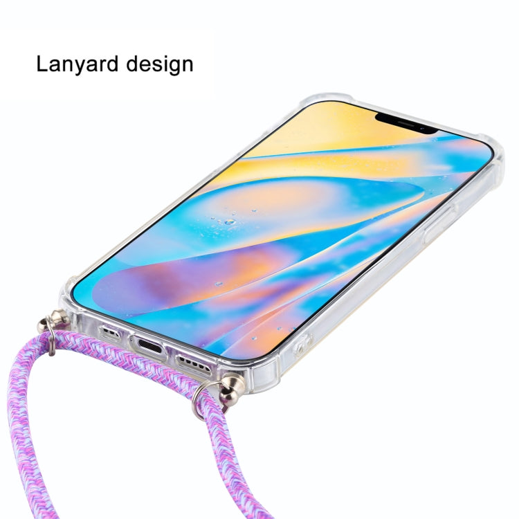 For iPhone 12 mini Four-Corner Shockproof Transparent TPU Case with Lanyard