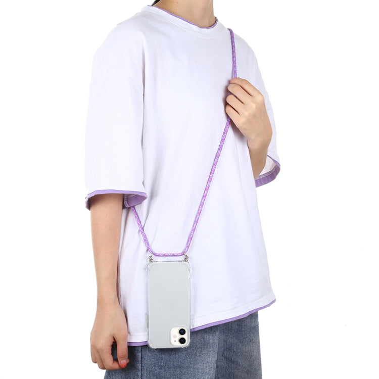 For iPhone 12 mini Four-Corner Shockproof Transparent TPU Case with Lanyard
