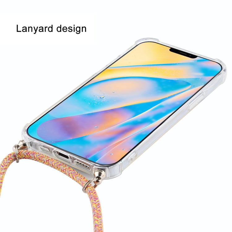 For iPhone 12 mini Four-Corner Shockproof Transparent TPU Case with Lanyard