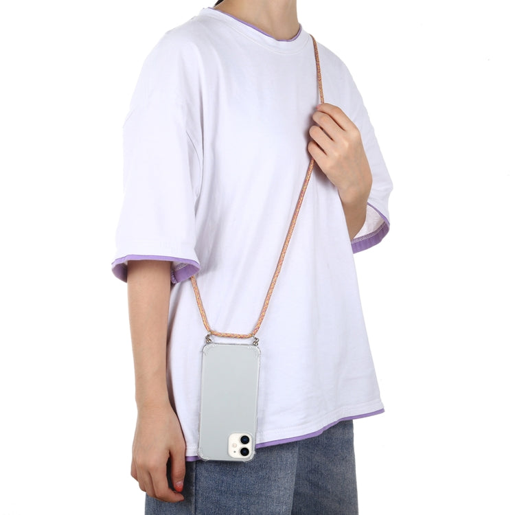 For iPhone 12 mini Four-Corner Shockproof Transparent TPU Case with Lanyard