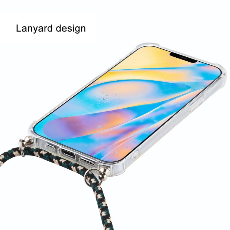For iPhone 12 mini Four-Corner Shockproof Transparent TPU Case with Lanyard