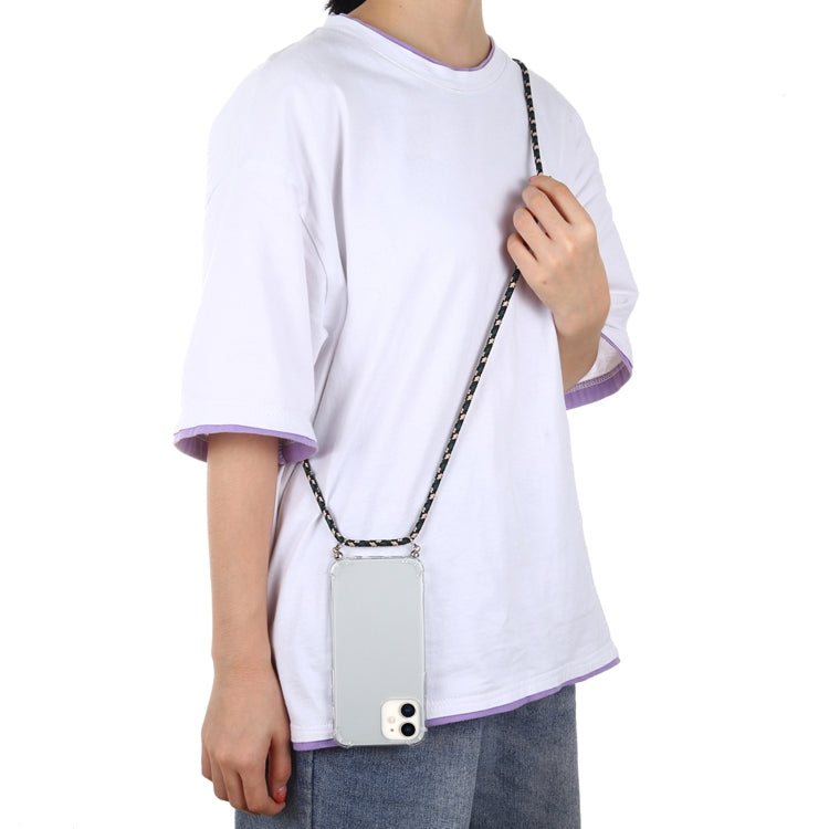 For iPhone 12 mini Four-Corner Shockproof Transparent TPU Case with Lanyard