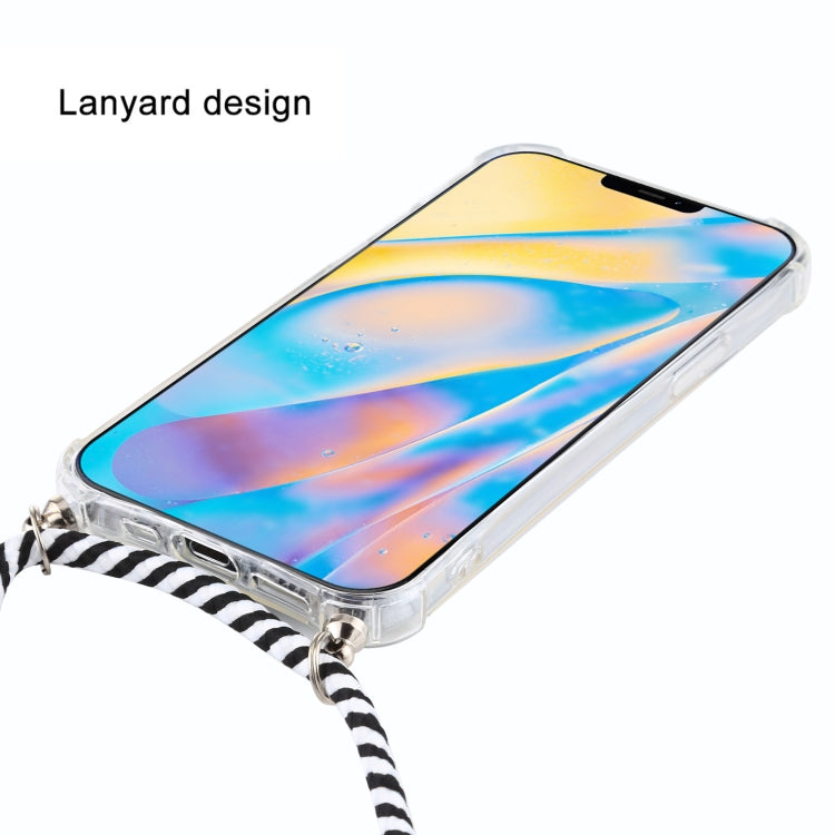 For iPhone 12 mini Four-Corner Shockproof Transparent TPU Case with Lanyard