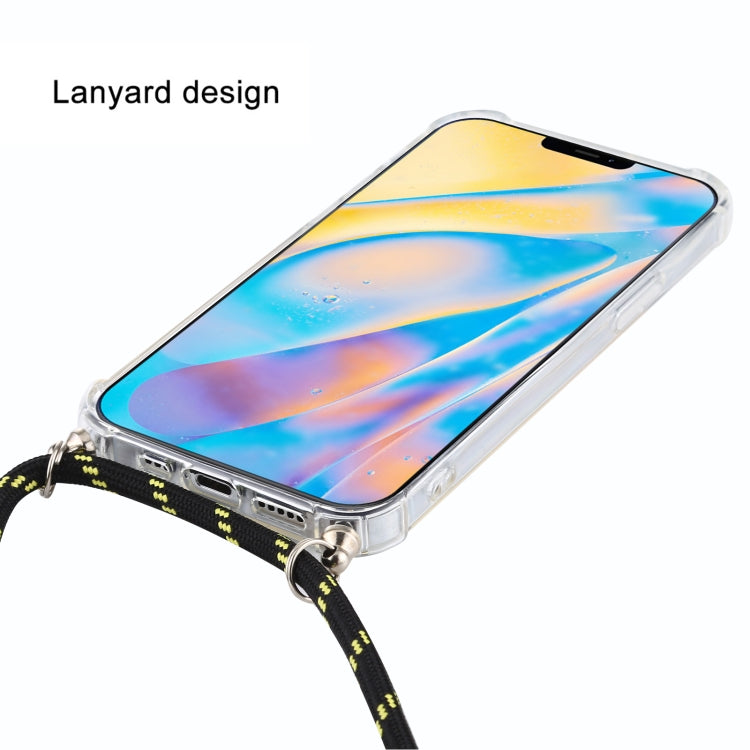 For iPhone 12 mini Four-Corner Shockproof Transparent TPU Case with Lanyard