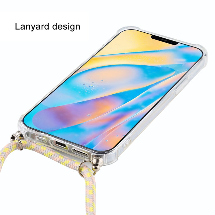 For iPhone 12 mini Four-Corner Shockproof Transparent TPU Case with Lanyard