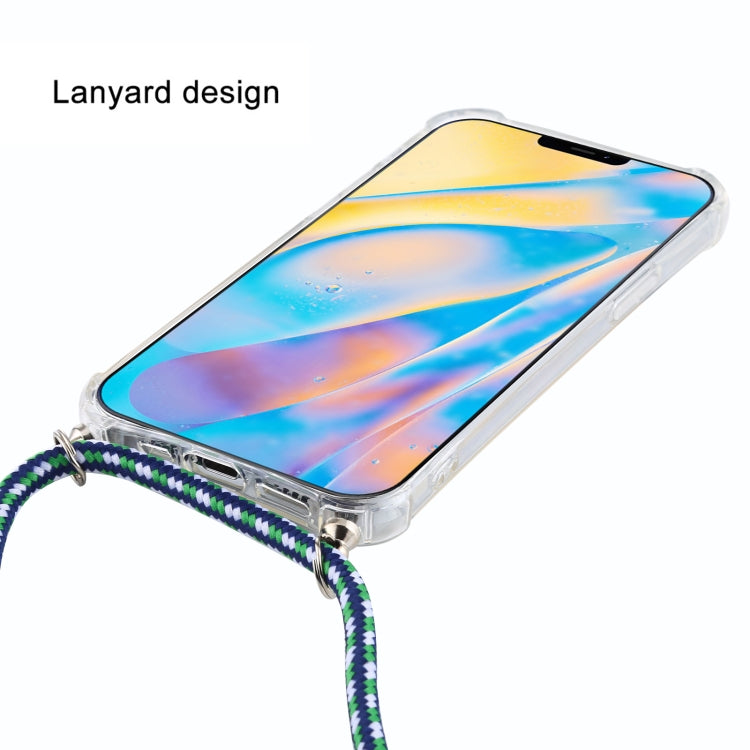 For iPhone 12 mini Four-Corner Shockproof Transparent TPU Case with Lanyard