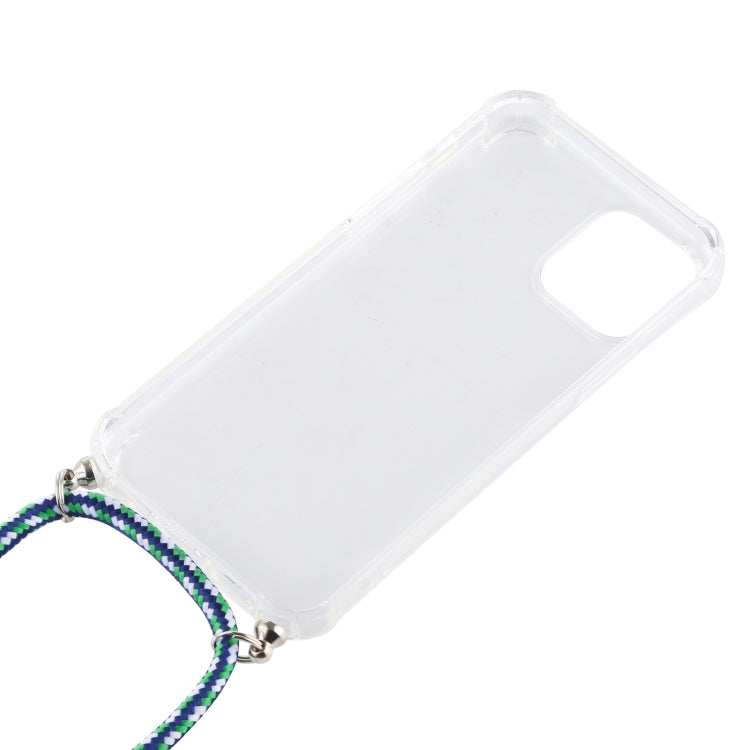 For iPhone 12 mini Four-Corner Shockproof Transparent TPU Case with Lanyard