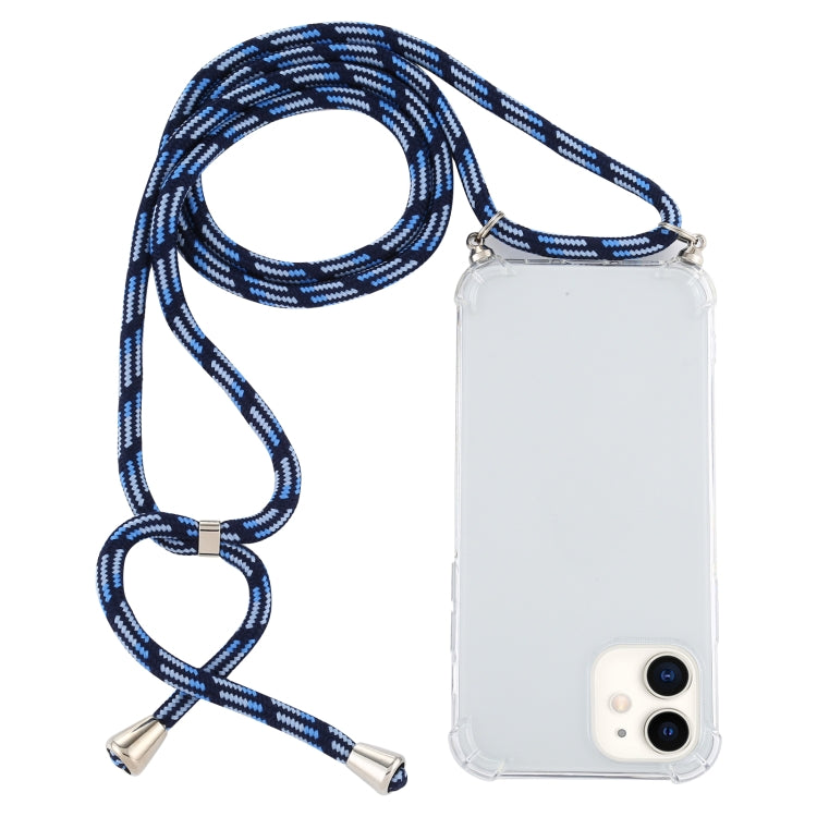 For iPhone 12 mini Four-Corner Shockproof Transparent TPU Case with Lanyard