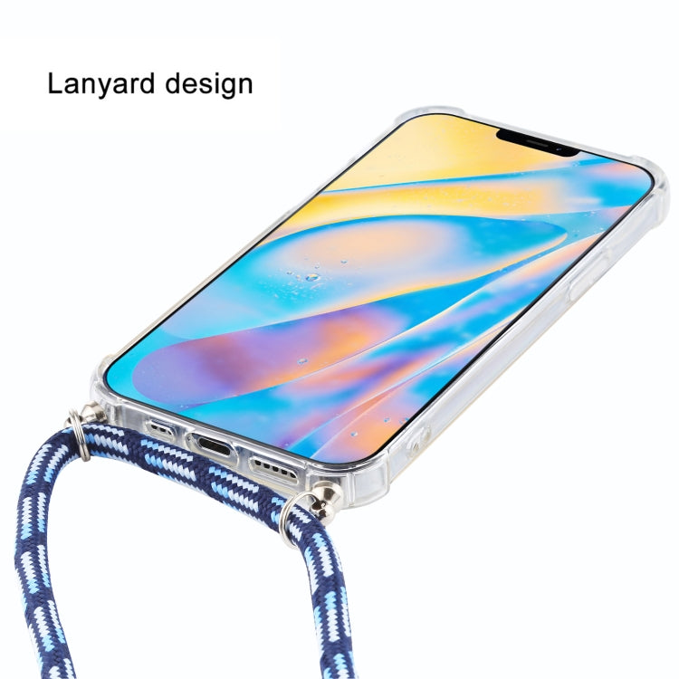 For iPhone 12 mini Four-Corner Shockproof Transparent TPU Case with Lanyard