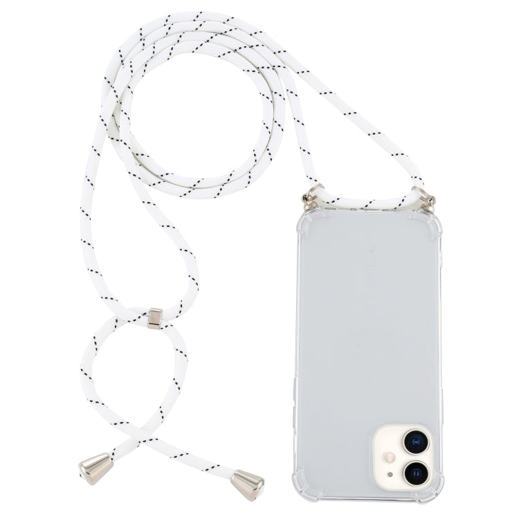 For iPhone 12 mini Four-Corner Shockproof Transparent TPU Case with Lanyard