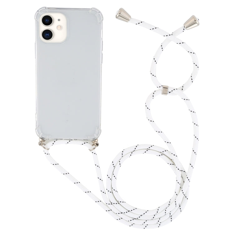 For iPhone 12 mini Four-Corner Shockproof Transparent TPU Case with Lanyard