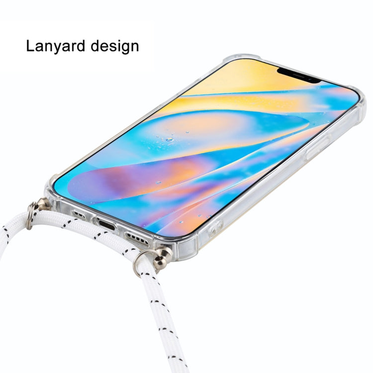 For iPhone 12 mini Four-Corner Shockproof Transparent TPU Case with Lanyard