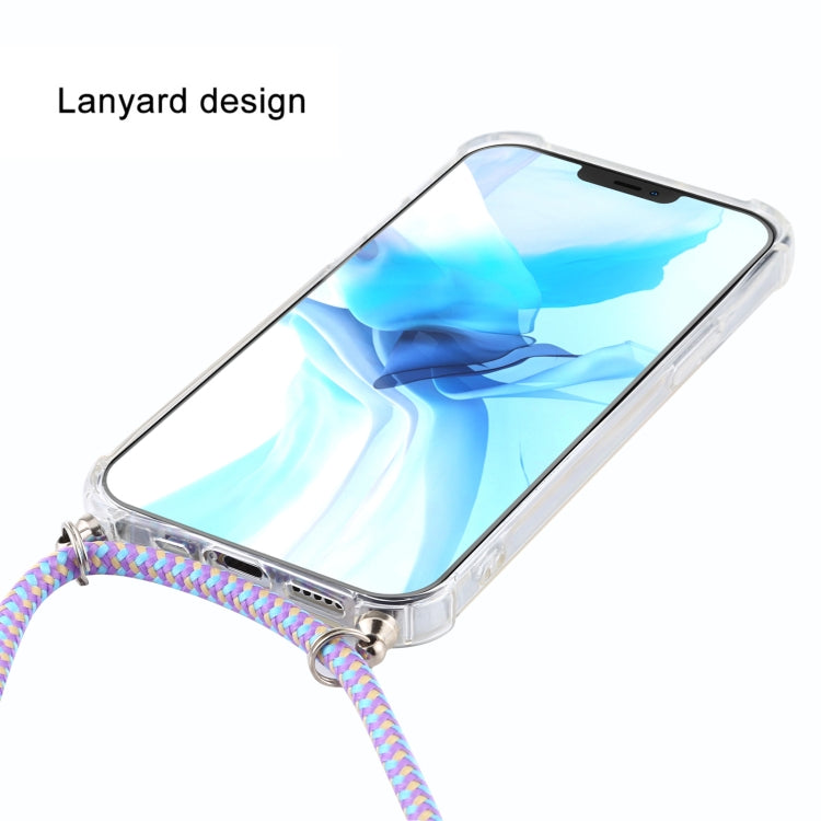 For iPhone 12 Pro Max Four-Corner Shockproof Transparent TPU Case with Lanyard