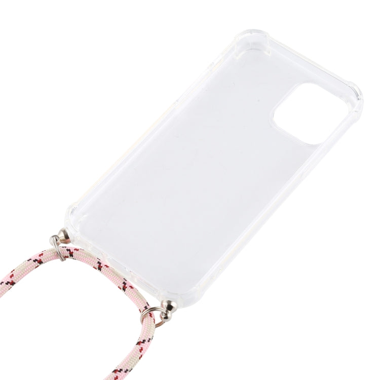 For iPhone 12 Pro Max Four-Corner Shockproof Transparent TPU Case with Lanyard