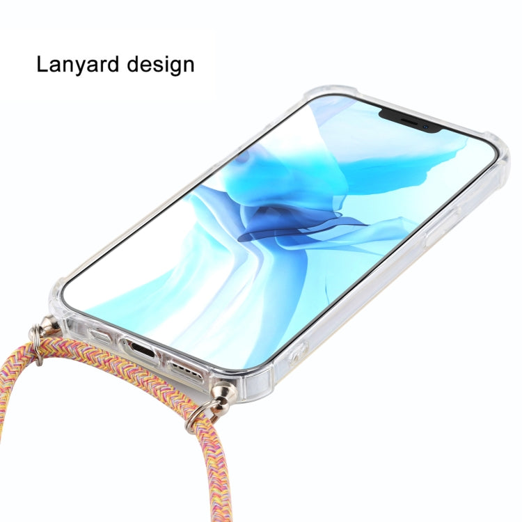 For iPhone 12 Pro Max Four-Corner Shockproof Transparent TPU Case with Lanyard