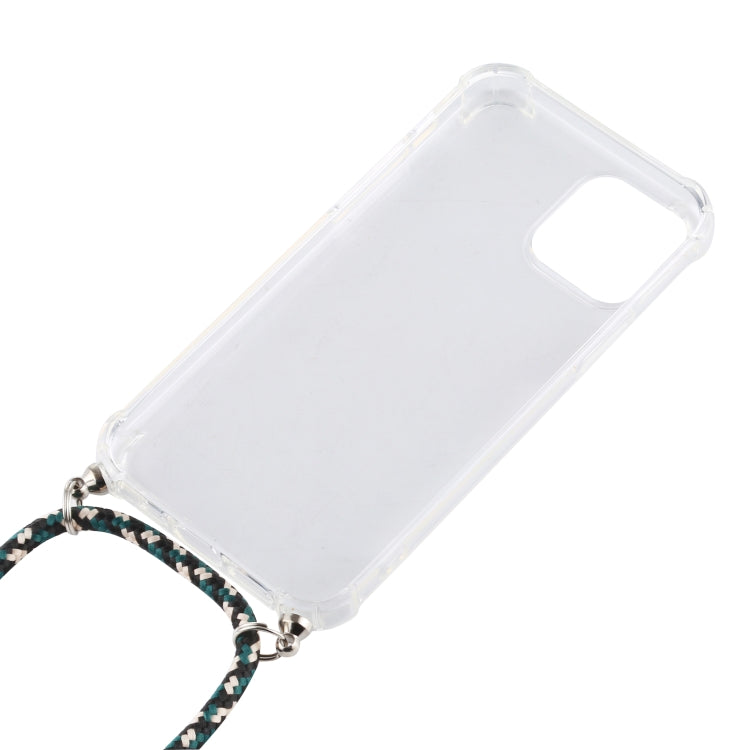 For iPhone 12 Pro Max Four-Corner Shockproof Transparent TPU Case with Lanyard