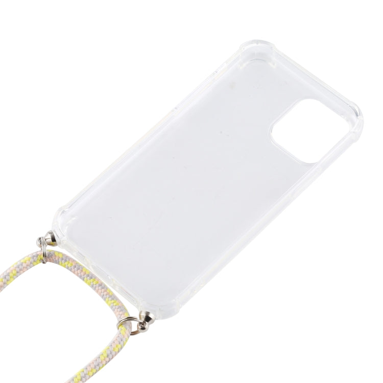 For iPhone 12 Pro Max Four-Corner Shockproof Transparent TPU Case with Lanyard