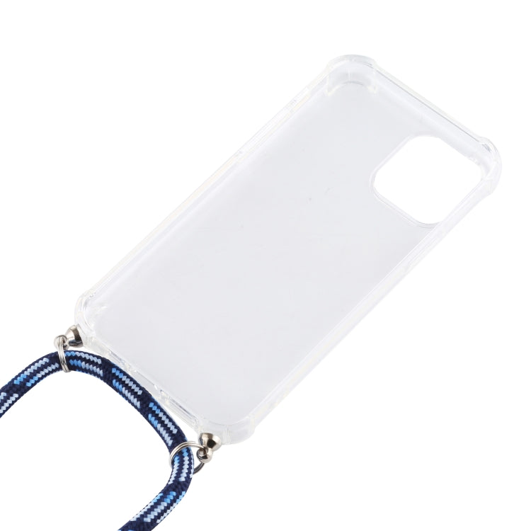 For iPhone 12 Pro Max Four-Corner Shockproof Transparent TPU Case with Lanyard
