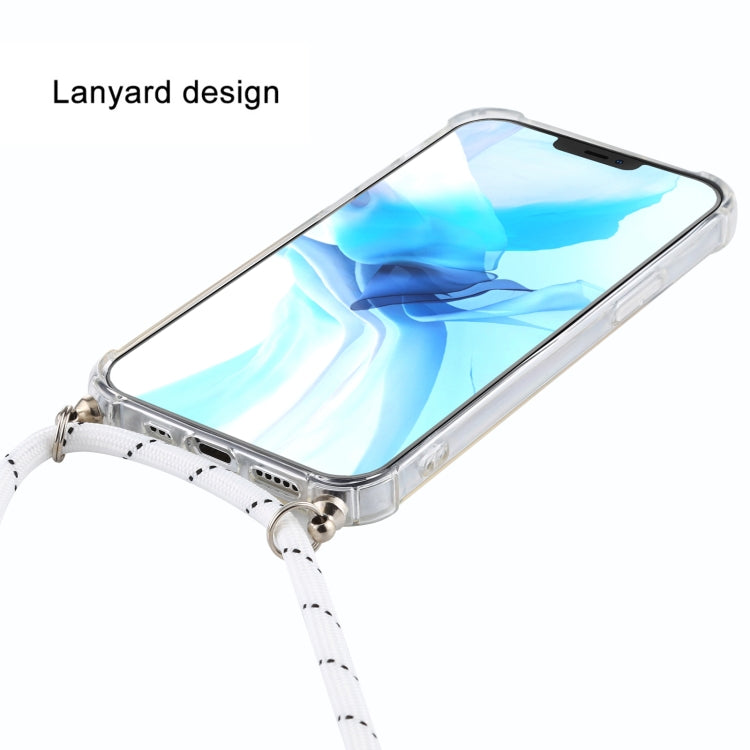 For iPhone 12 Pro Max Four-Corner Shockproof Transparent TPU Case with Lanyard