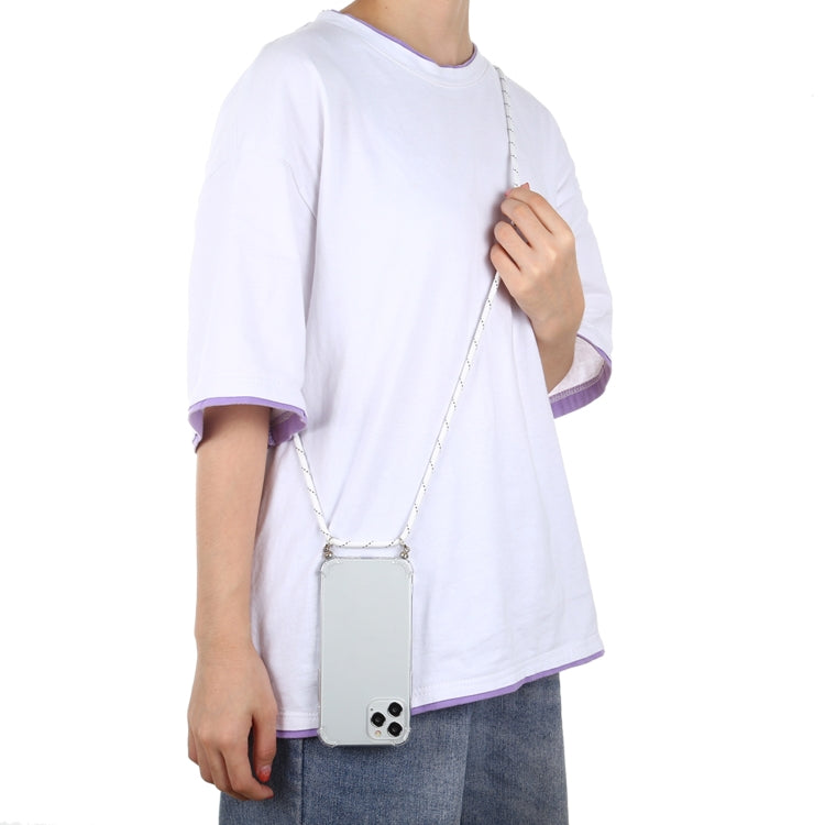 For iPhone 12 Pro Max Four-Corner Shockproof Transparent TPU Case with Lanyard