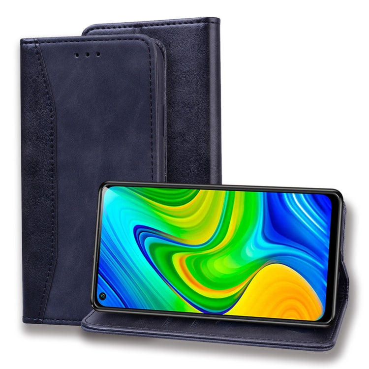 For Xiaomi Redmi Note 9 Business Stitching Horizontal Flip Leather Case with Double Folding & Bracket & Card Slots & Photo Frame & Wallet