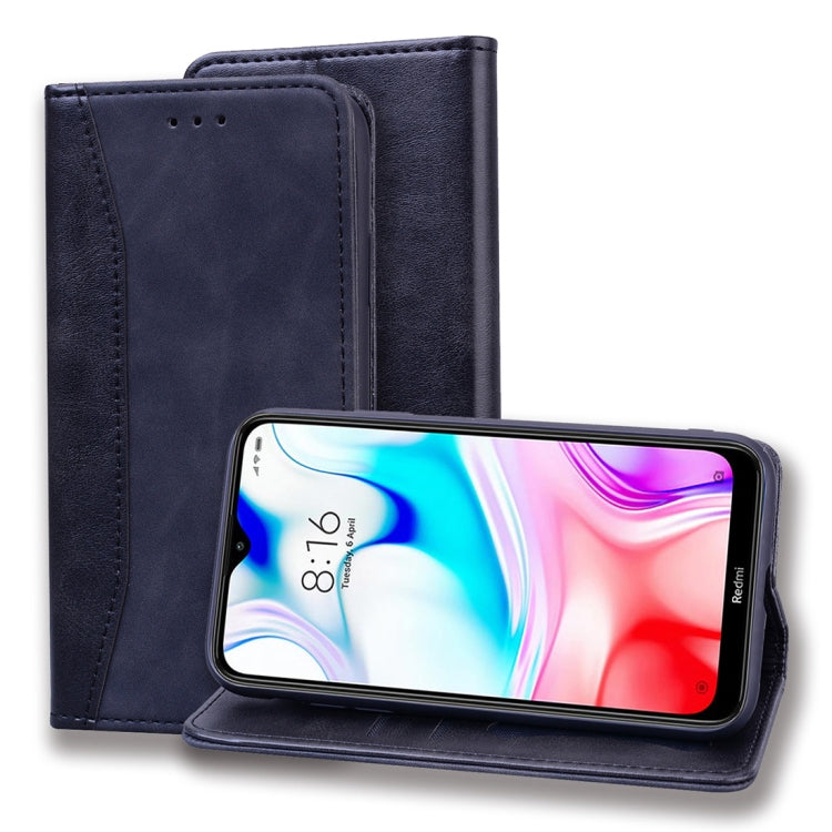 For Xiaomi Redmi 8 Business Stitching Horizontal Flip Leather Case with Double Folding & Bracket & Card Slots & Photo Frame & Wallet