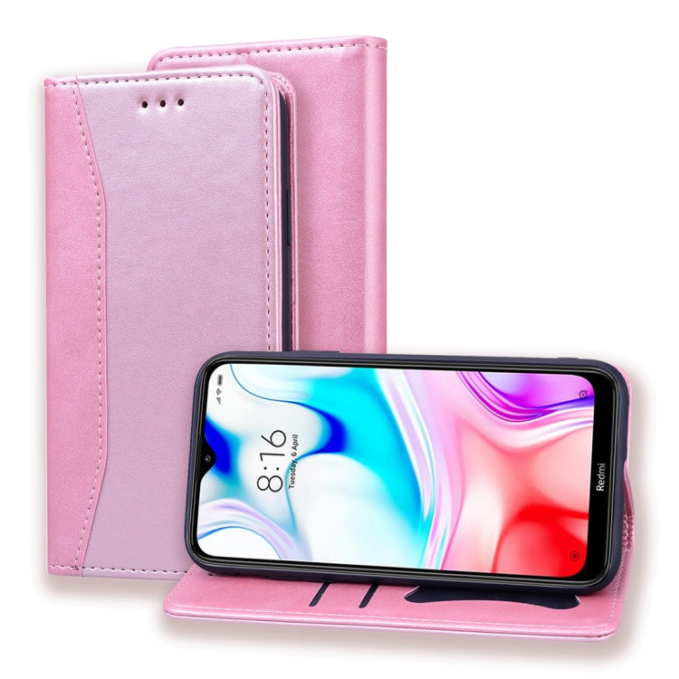 For Xiaomi Redmi 8 Business Stitching Horizontal Flip Leather Case with Double Folding & Bracket & Card Slots & Photo Frame & Wallet