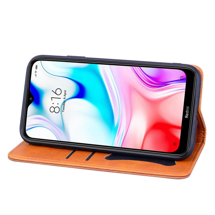 For Xiaomi Redmi 8A Business Stitching Horizontal Flip Leather Case with Double Folding & Bracket & Card Slots & Photo Frame & Wallet