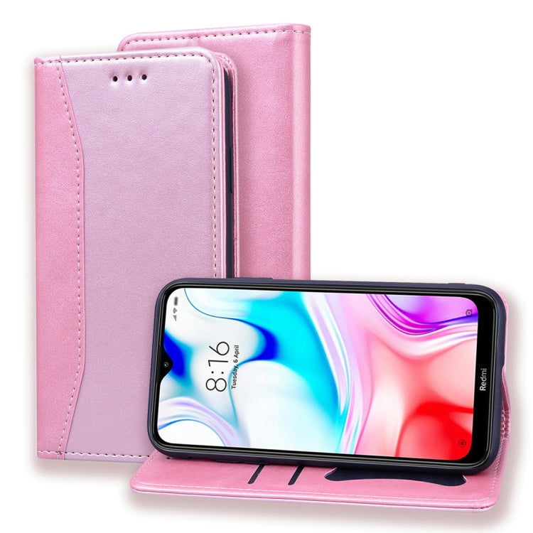 For Xiaomi Redmi 8A Business Stitching Horizontal Flip Leather Case with Double Folding & Bracket & Card Slots & Photo Frame & Wallet