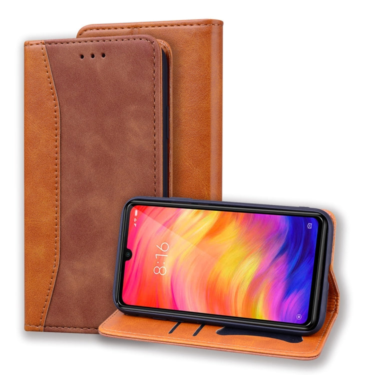 For Xiaomi Redmi Note 7 / Note 7 Pro Business Stitching Horizontal Flip Leather Case with Double Folding & Bracket & Card Slots & Photo Frame & Wallet