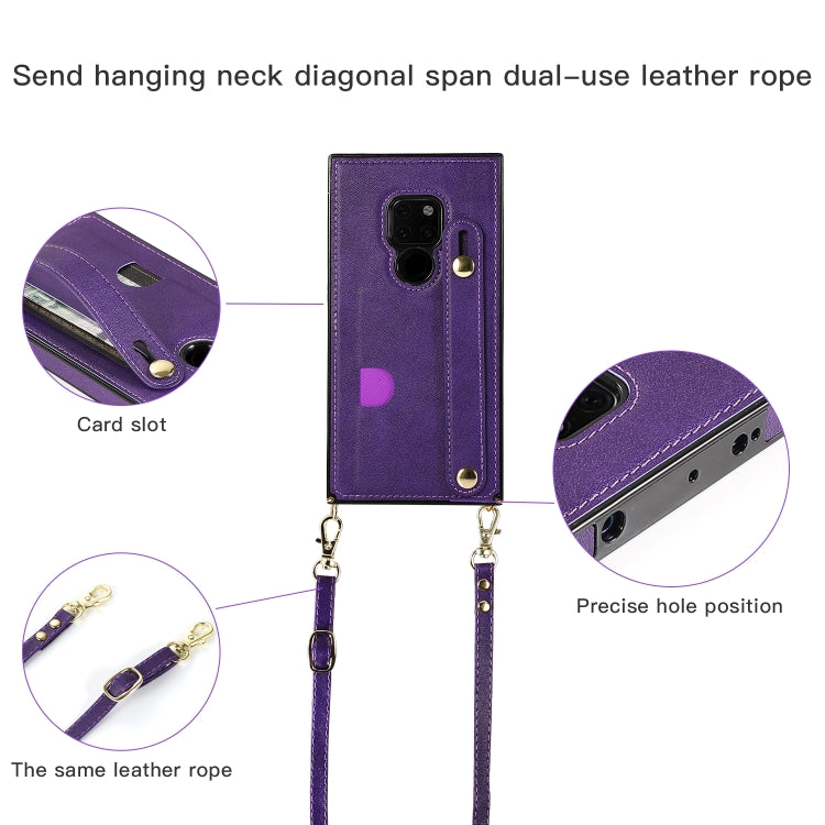 For Huawei Mate 20 Wrist Strap PU+TPU Shockproof Protective Case with Crossbody Lanyard & Holder & Card Slot