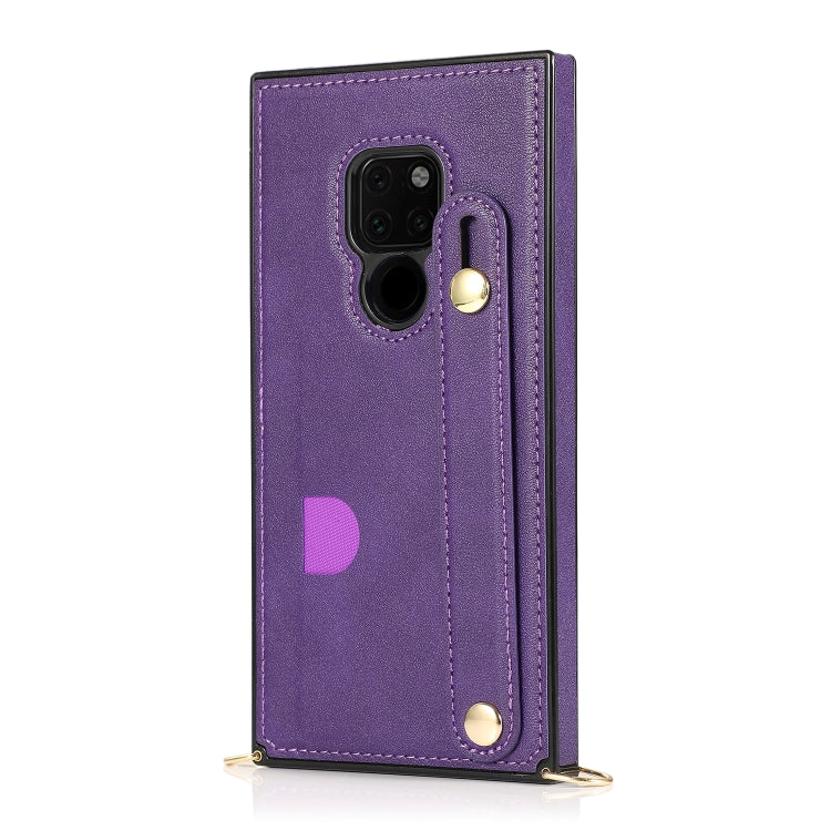 For Huawei Mate 20 Wrist Strap PU+TPU Shockproof Protective Case with Crossbody Lanyard & Holder & Card Slot