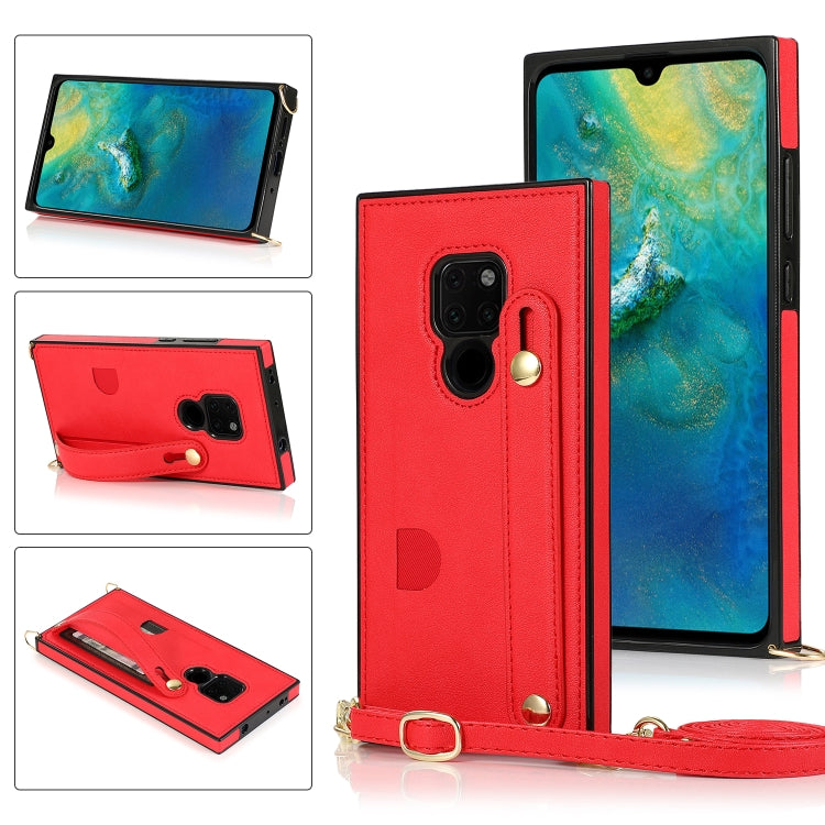 For Huawei Mate 20 Wrist Strap PU+TPU Shockproof Protective Case with Crossbody Lanyard & Holder & Card Slot