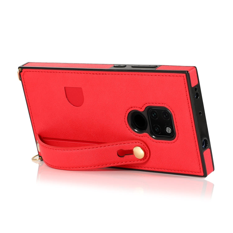 For Huawei Mate 20 Wrist Strap PU+TPU Shockproof Protective Case with Crossbody Lanyard & Holder & Card Slot