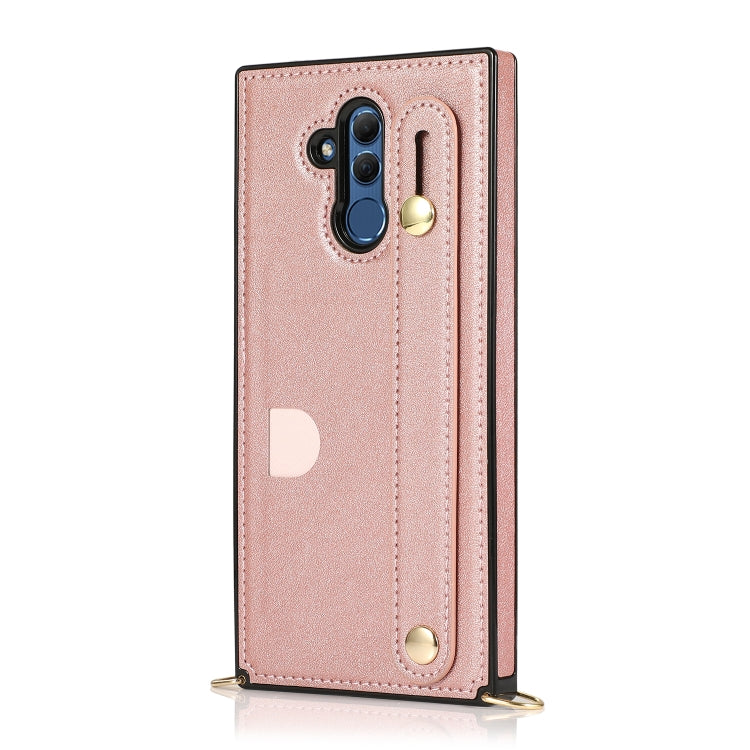 For Huawei Mate 20 Lite Wrist Strap PU+TPU Shockproof Protective Case with Crossbody Lanyard & Holder & Card Slot