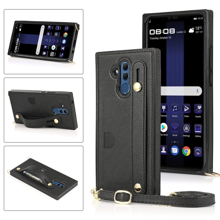For Huawei Mate 20 Lite Wrist Strap PU+TPU Shockproof Protective Case with Crossbody Lanyard & Holder & Card Slot