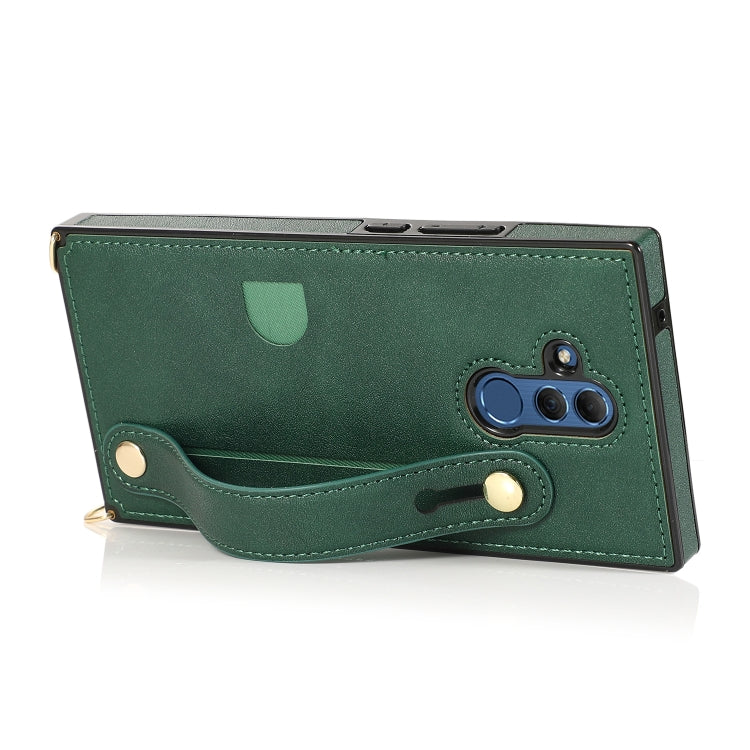 For Huawei Mate 20 Lite Wrist Strap PU+TPU Shockproof Protective Case with Crossbody Lanyard & Holder & Card Slot