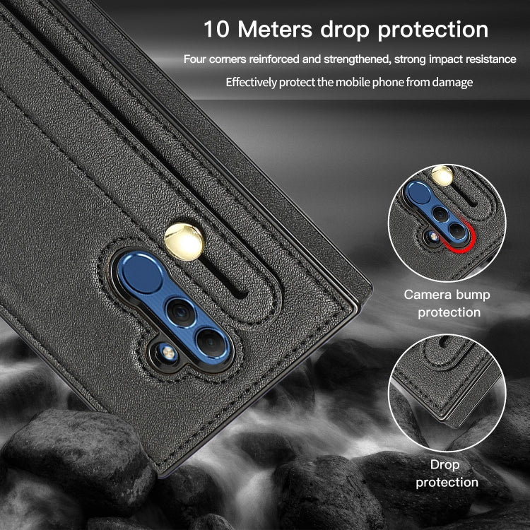 For Huawei Mate 20 Lite Wrist Strap PU+TPU Shockproof Protective Case with Crossbody Lanyard & Holder & Card Slot