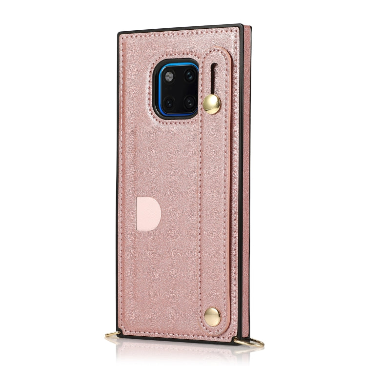 For Huawei Mate 20 Pro Wrist Strap PU+TPU Shockproof Protective Case with Crossbody Lanyard & Holder & Card Slot