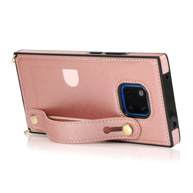 For Huawei Mate 20 Pro Wrist Strap PU+TPU Shockproof Protective Case with Crossbody Lanyard & Holder & Card Slot