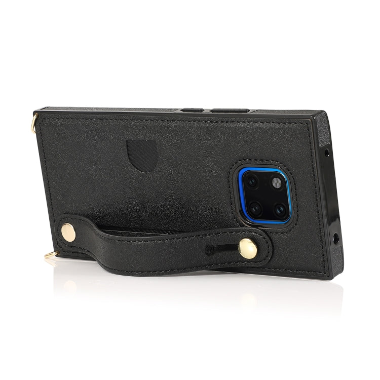 For Huawei Mate 20 Pro Wrist Strap PU+TPU Shockproof Protective Case with Crossbody Lanyard & Holder & Card Slot