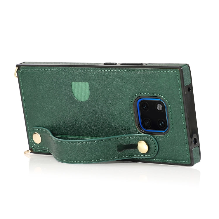 For Huawei Mate 20 Pro Wrist Strap PU+TPU Shockproof Protective Case with Crossbody Lanyard & Holder & Card Slot