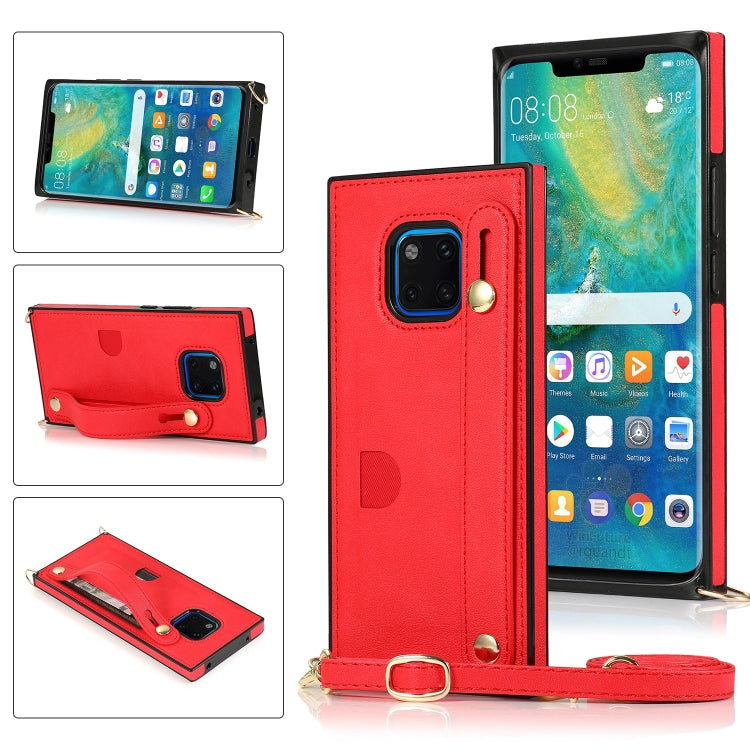 For Huawei Mate 20 Pro Wrist Strap PU+TPU Shockproof Protective Case with Crossbody Lanyard & Holder & Card Slot