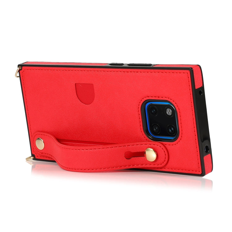 For Huawei Mate 20 Pro Wrist Strap PU+TPU Shockproof Protective Case with Crossbody Lanyard & Holder & Card Slot
