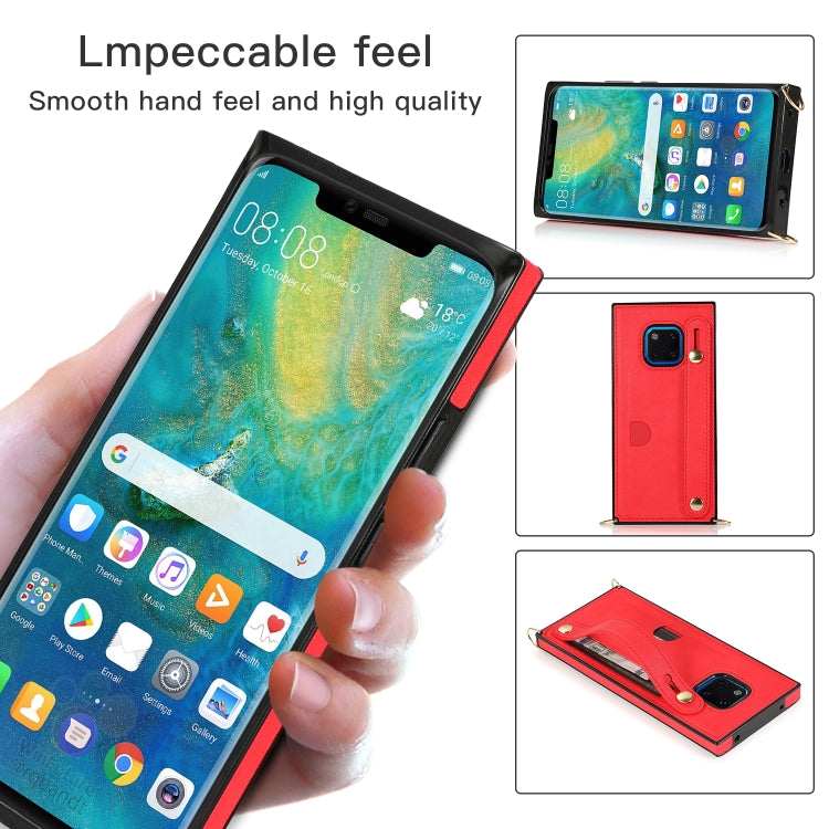 For Huawei Mate 20 Pro Wrist Strap PU+TPU Shockproof Protective Case with Crossbody Lanyard & Holder & Card Slot